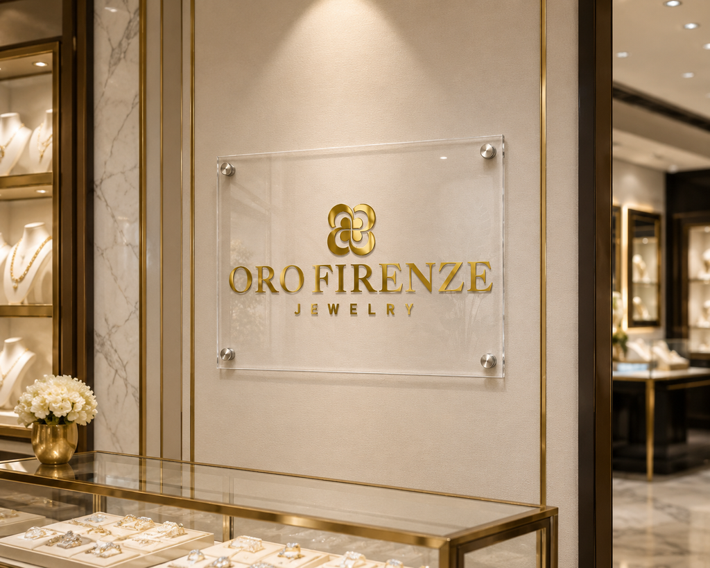 24” x 36” Clear Acrylic Floating Logo Sign