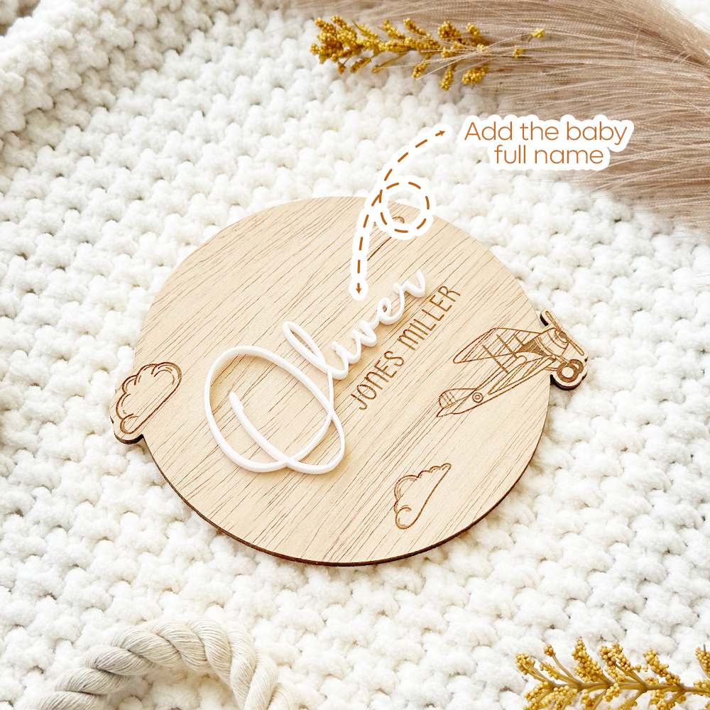 Baby Boy Plane Announcement Sign
