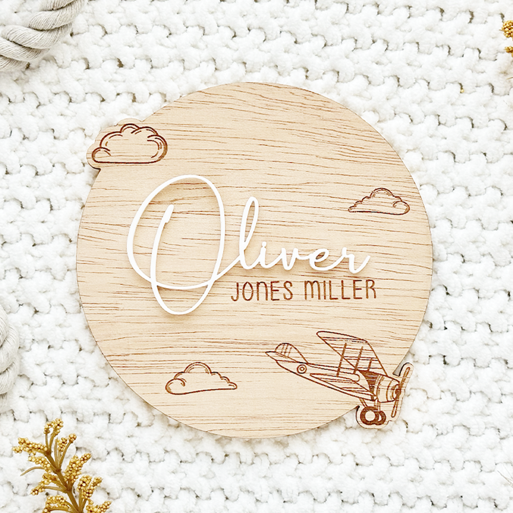 Baby Boy Plane Announcement Sign