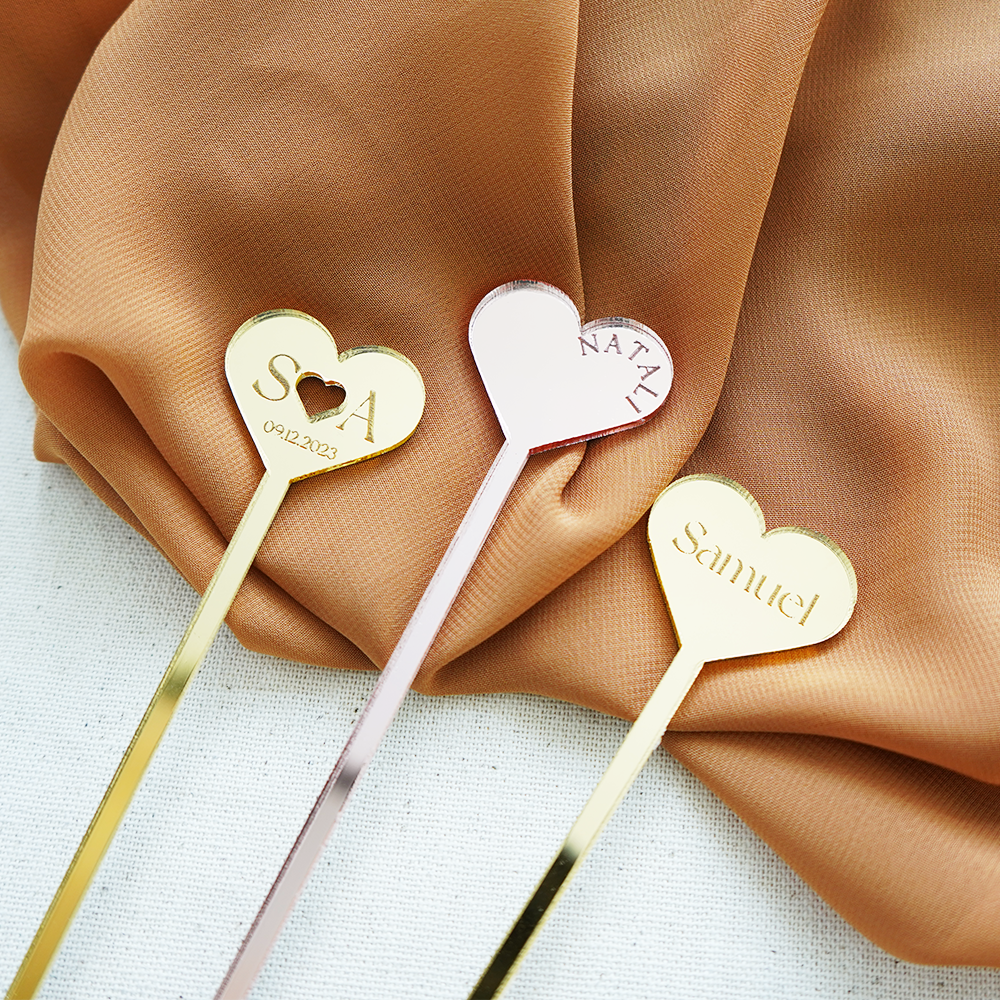 6'' Custom Heart Drink Stirrers