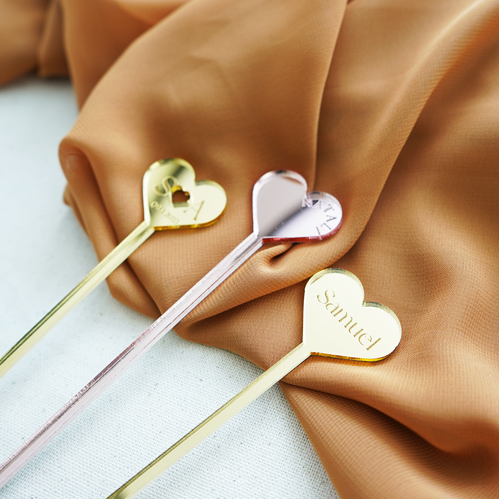 6'' Custom Heart Drink Stirrers