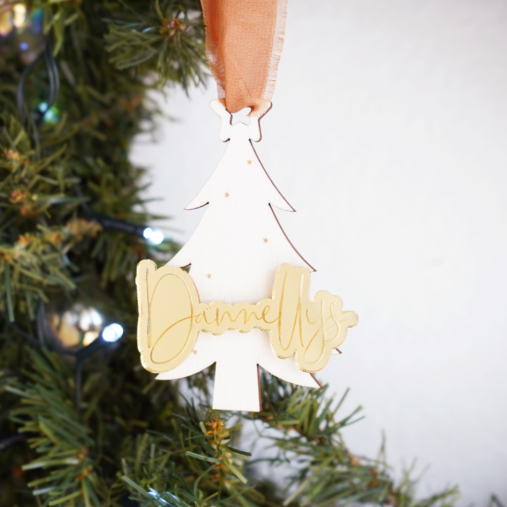 Kids Tree Acrylic & Wood Ornament-B