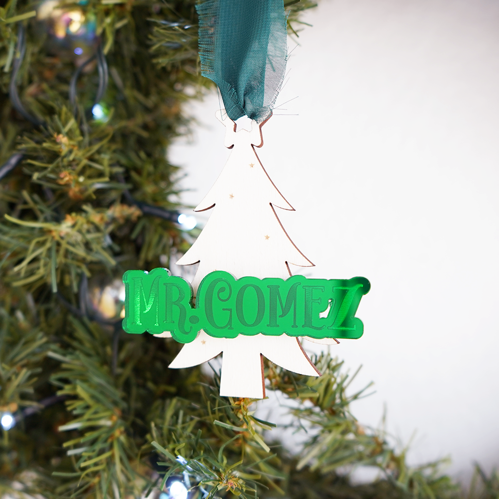 Kids Tree Acrylic & Wood Ornament-B
