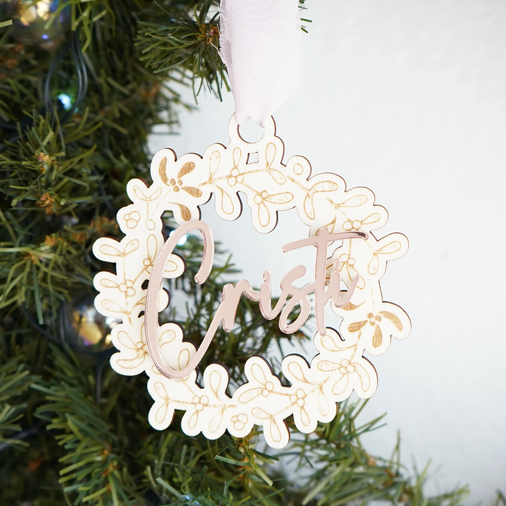 Name Acrylic & Wood Ornament-A