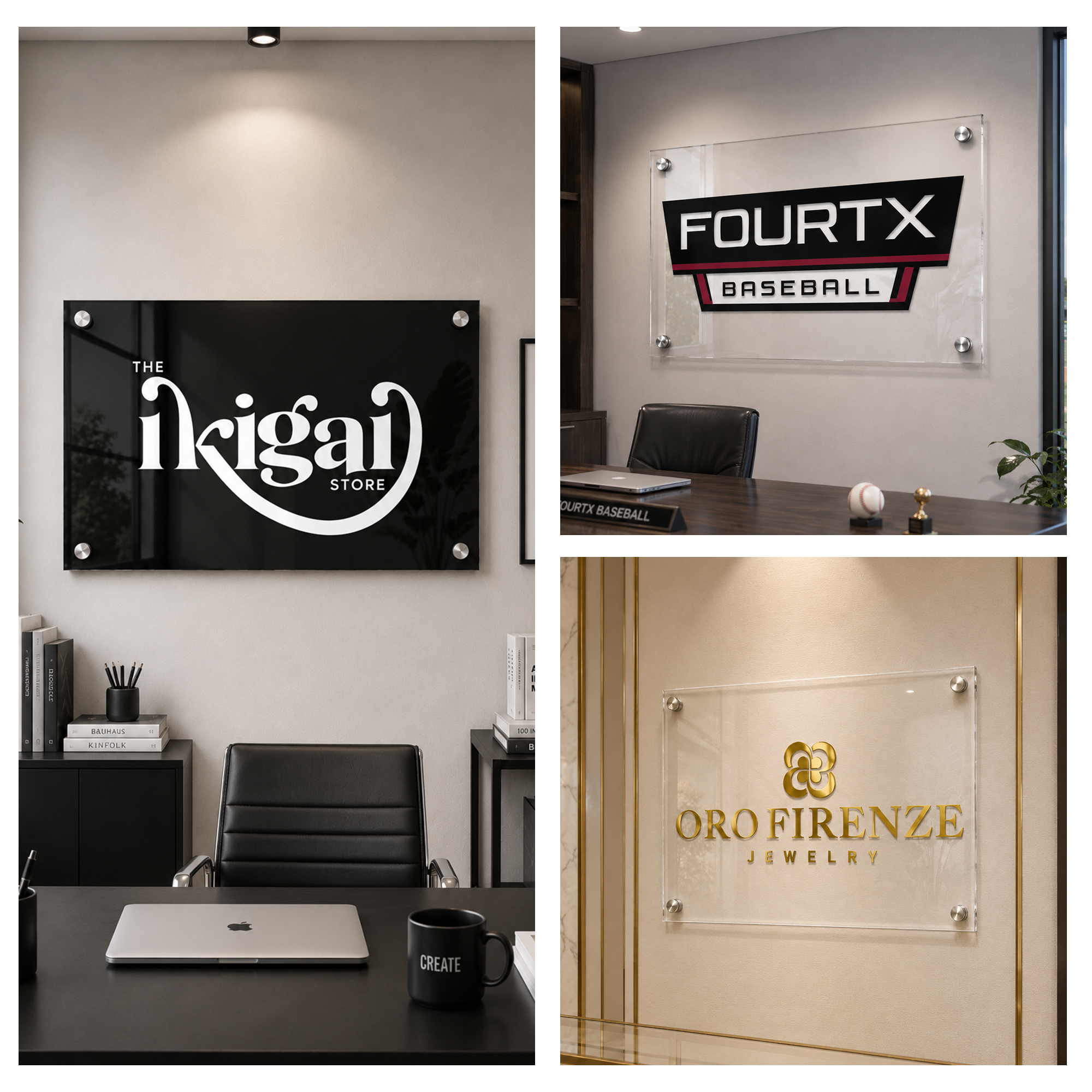 24” x 36” Black Acrylic Floating Logo Sign
