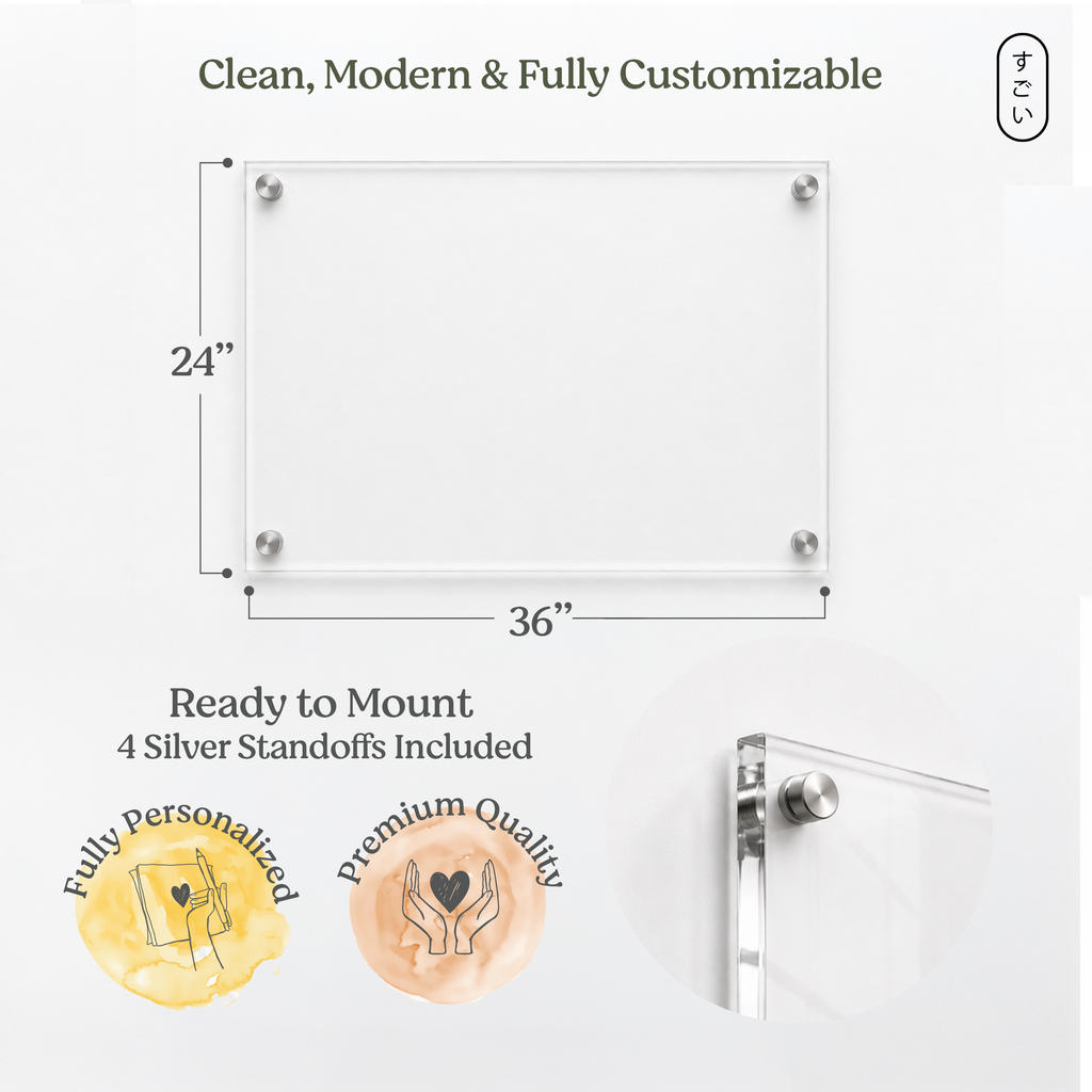 24” x 36” Clear Acrylic Floating Logo Sign
