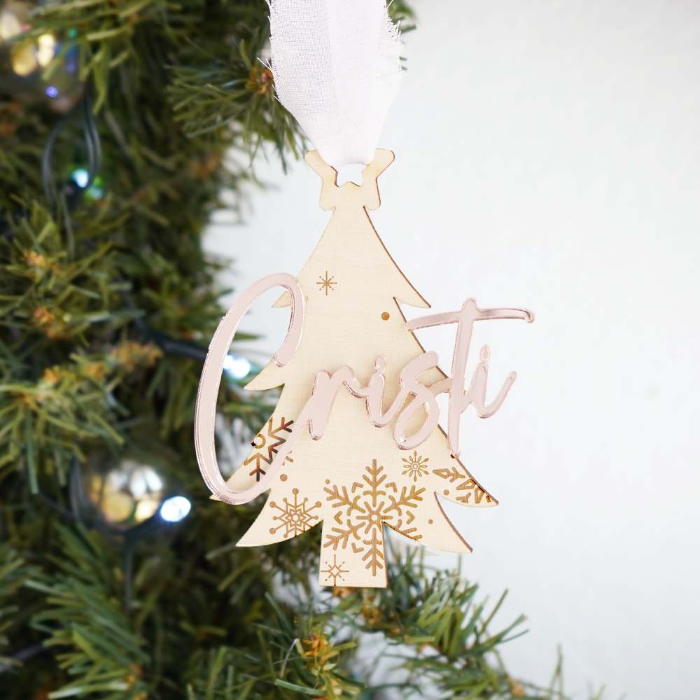 Tree Acrylic & Wood Ornament-A
