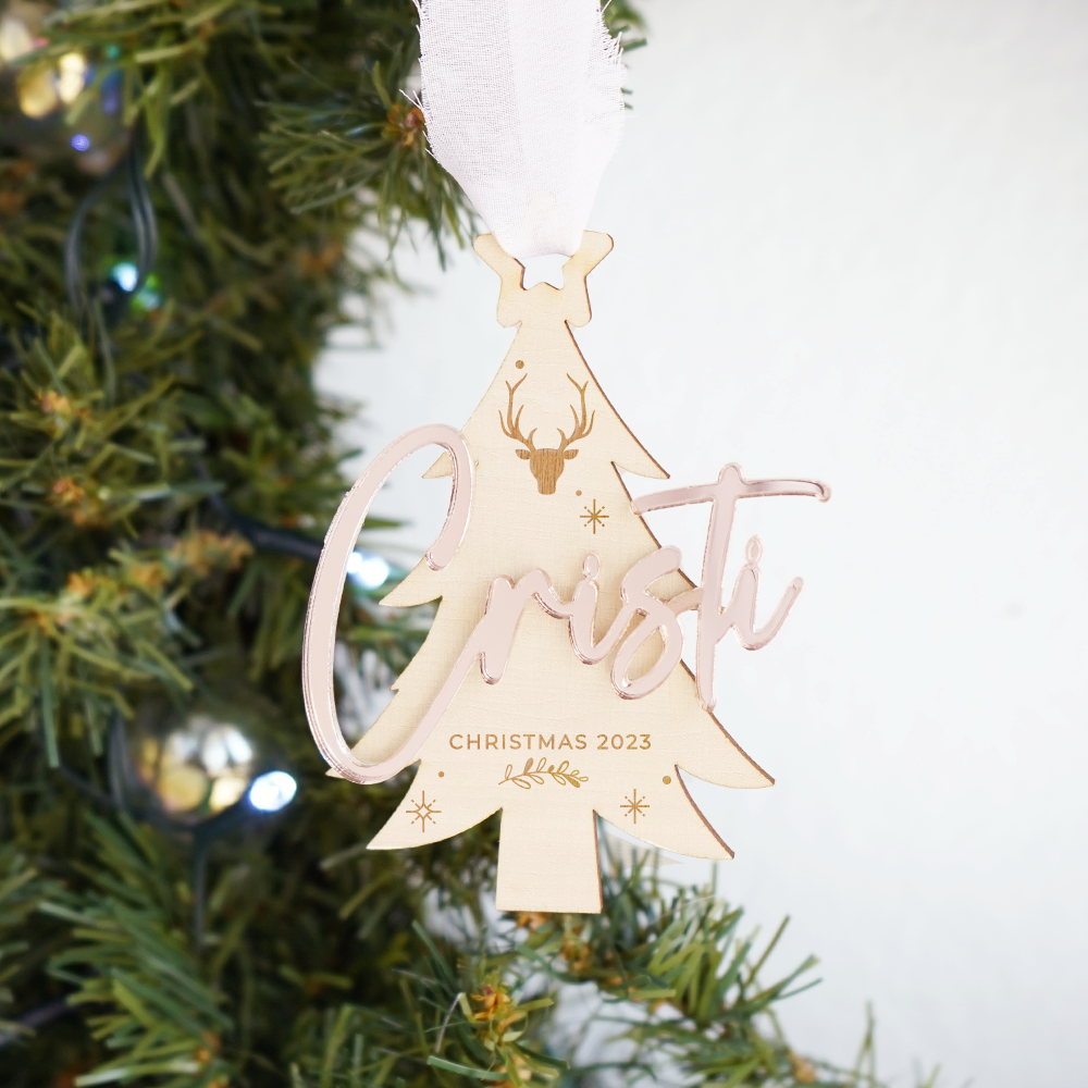 Tree Acrylic & Wood Ornament-A