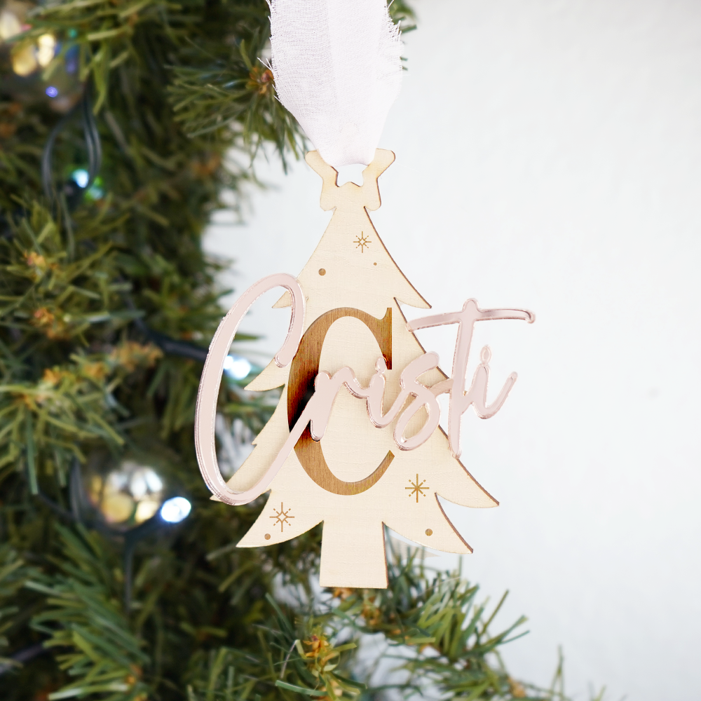 Tree Acrylic & Wood Ornament-B