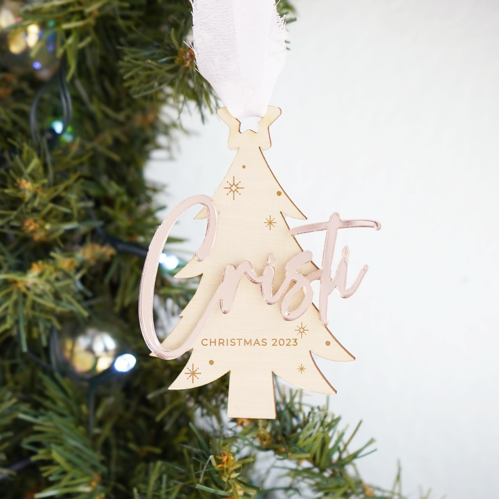 Tree Acrylic & Wood Ornament-A