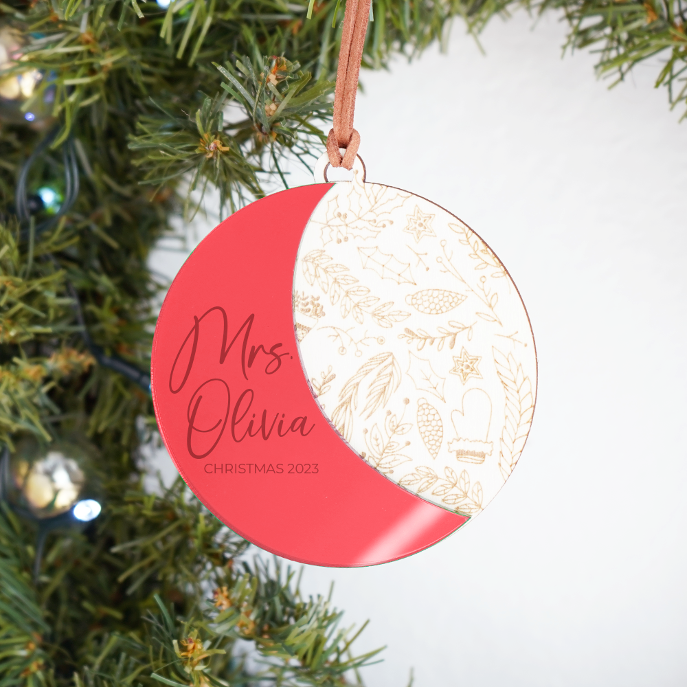Teacher Acrylic & Wood Ornament-A