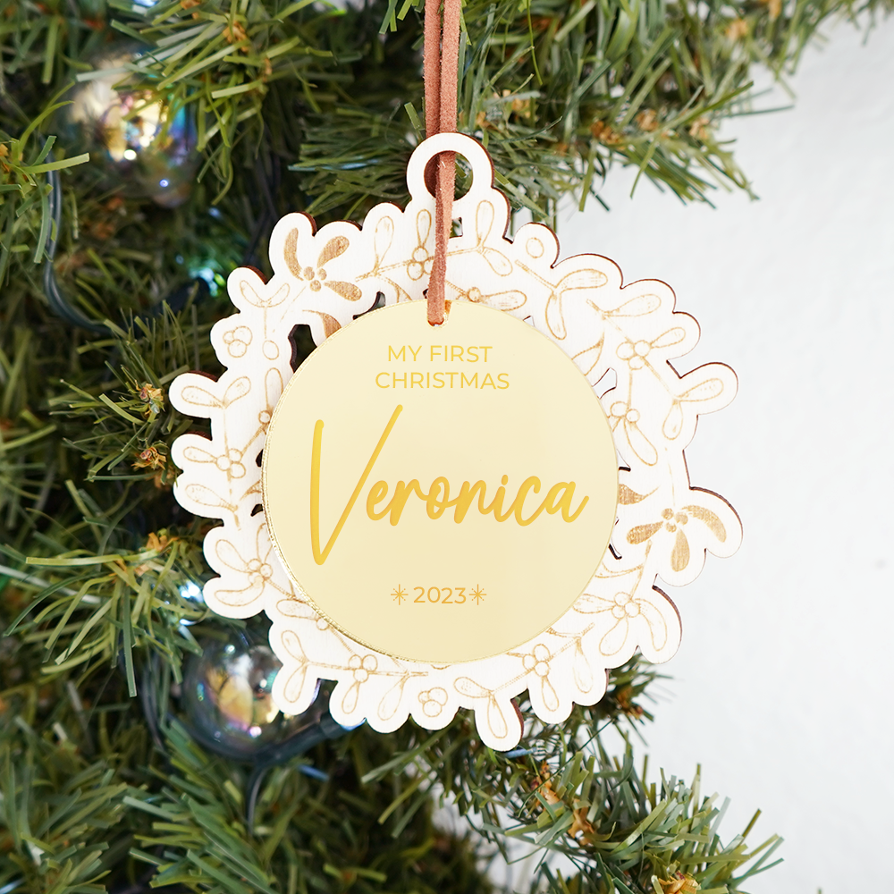 Acrylic & Wood Ornament Name - A