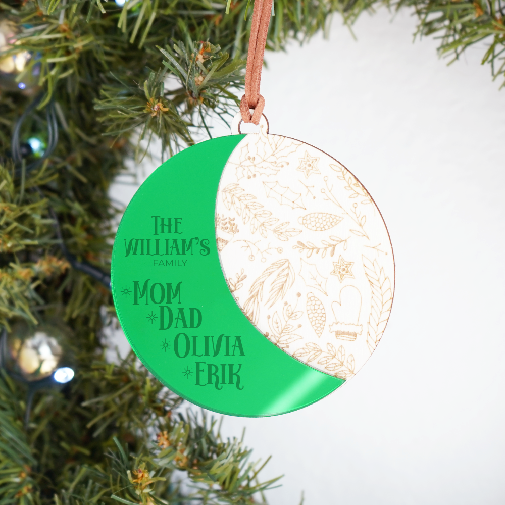 Family Acrylic & Wood Ornament-A