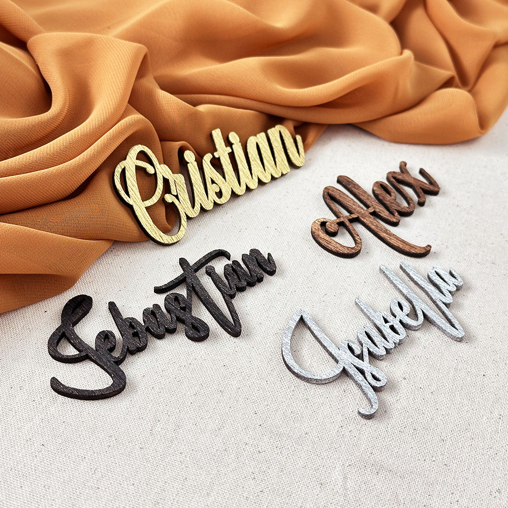 Silver Wooden Place Cards