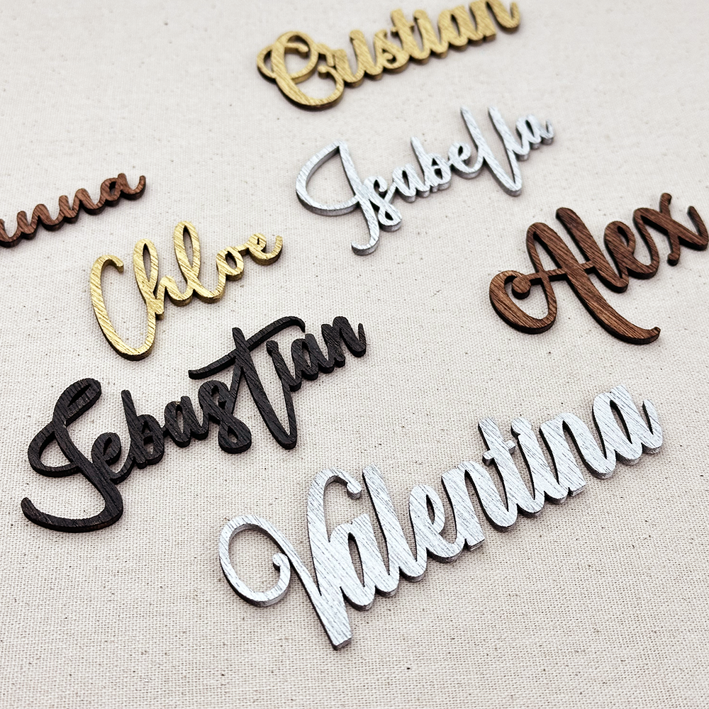 Silver Wooden Place Cards