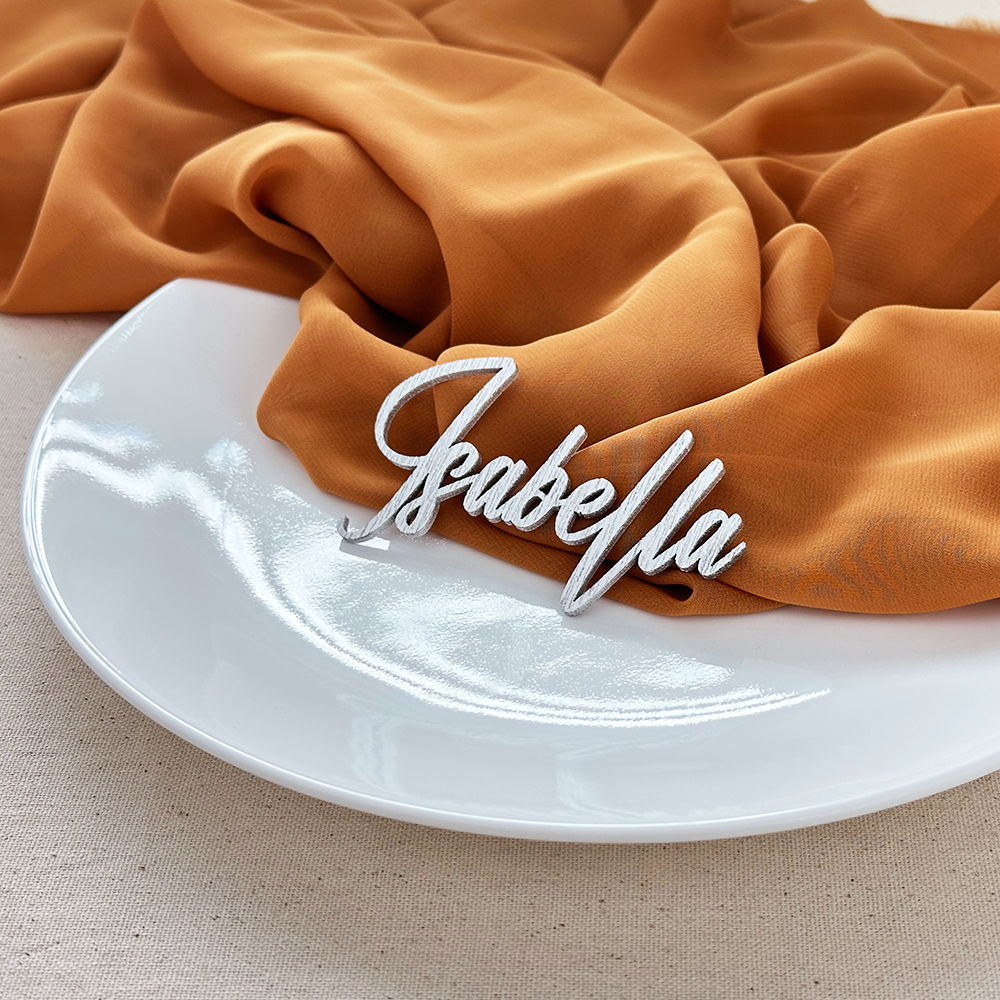 Silver Wooden Place Setting