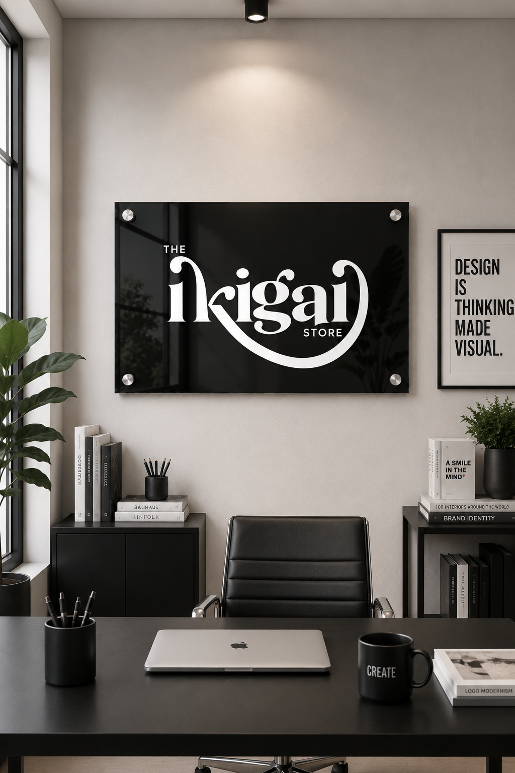 24” x 36” Black Acrylic Floating Logo Sign
