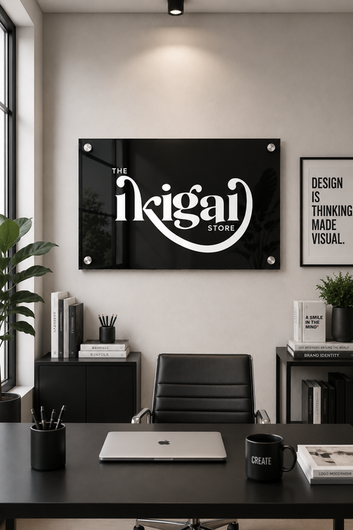 24” x 36” Black Acrylic Floating Logo Sign