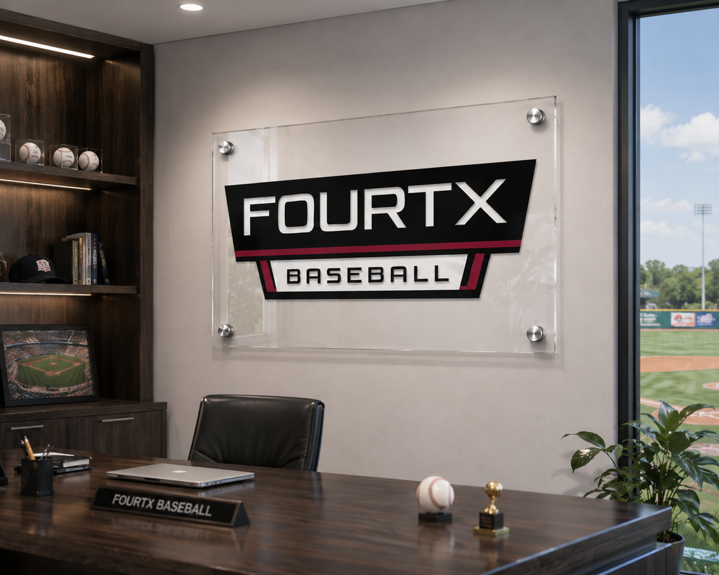24” x 36” White Acrylic Floating Logo Sign