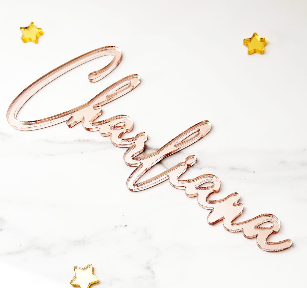 Custom Acrylic Cake Name Rose Gold