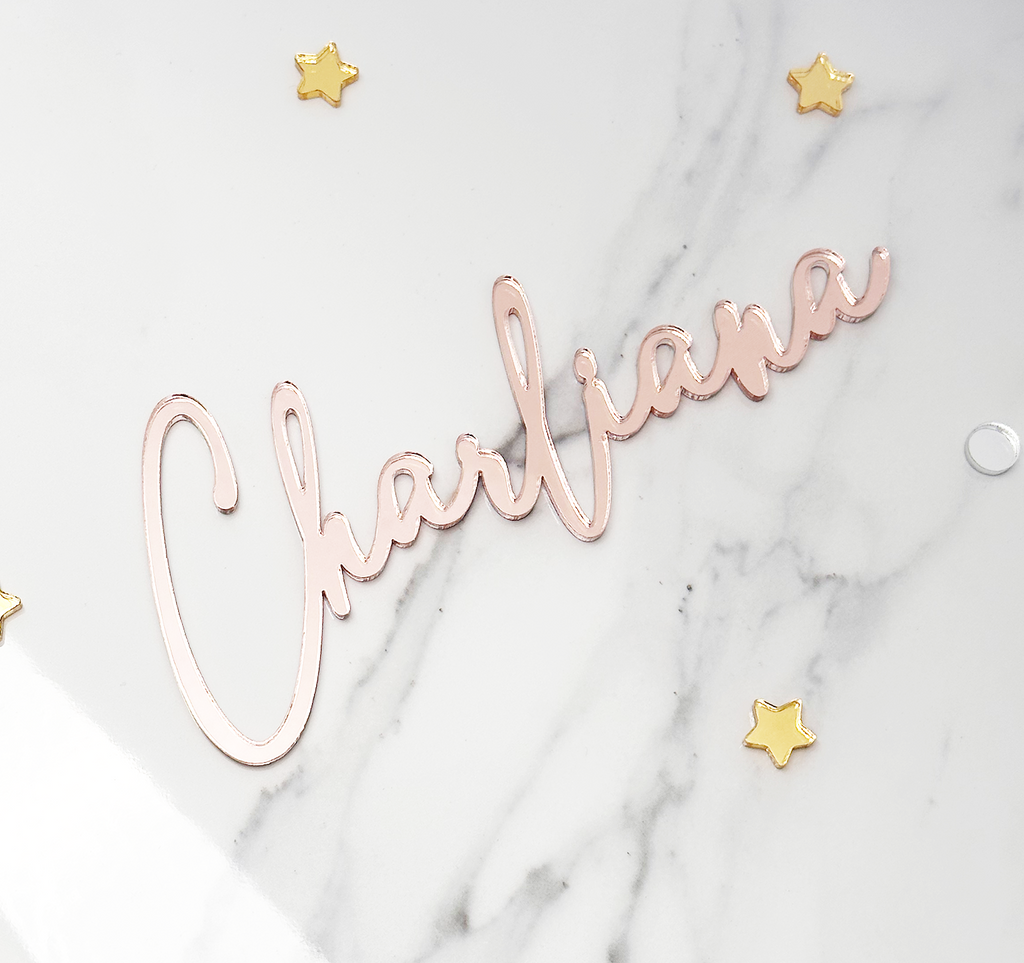 Custom Acrylic Cake Name Rose Gold