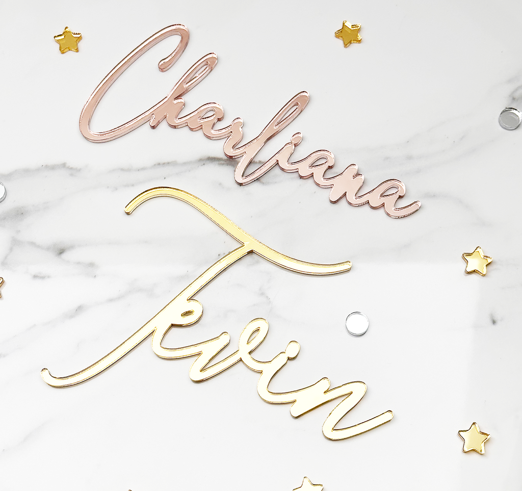 Custom Gold Acrylic Cake Name
