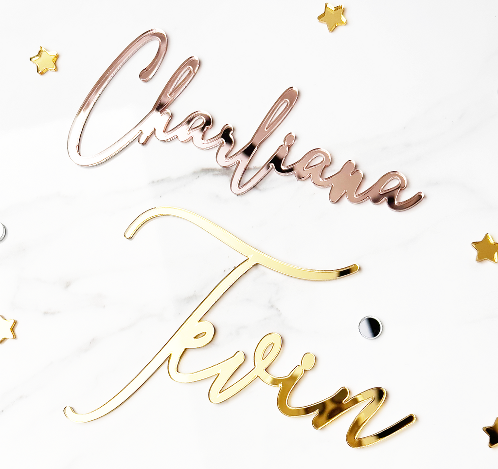Custom Gold Acrylic Cake Name