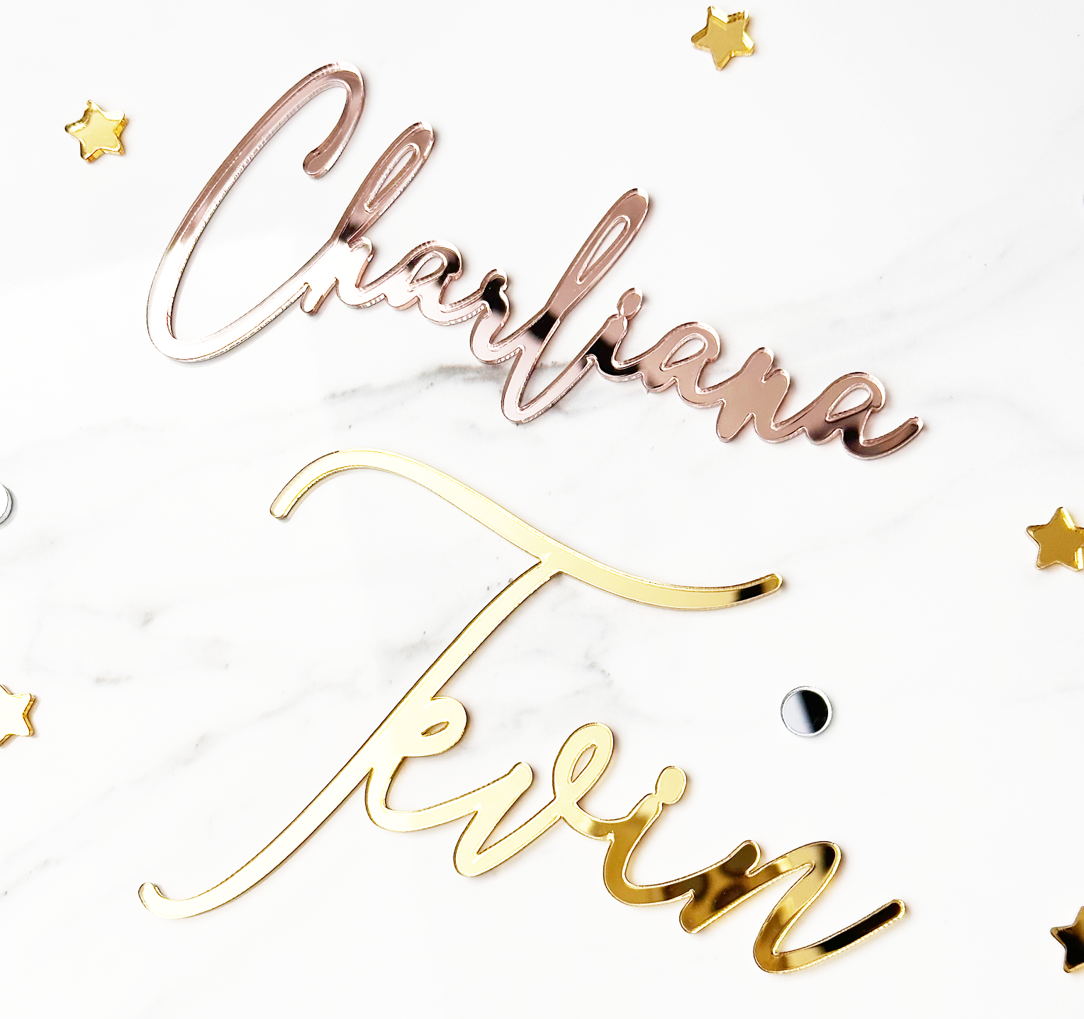 Custom Gold Acrylic Cake Name